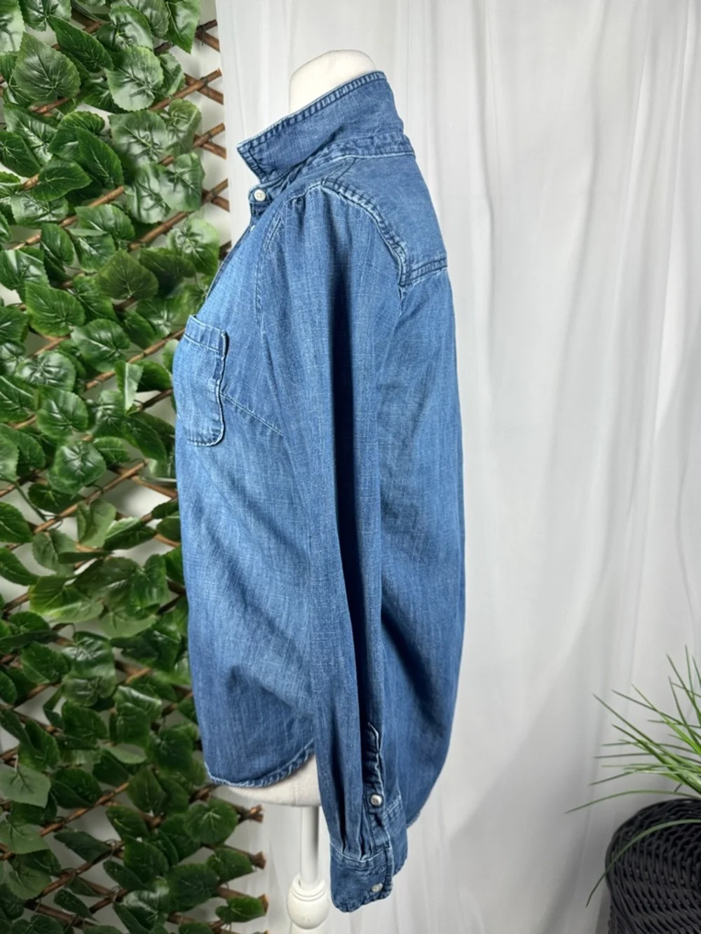 Merona Denim Henley Shirt in Classic Blue - Picture 3 of 8